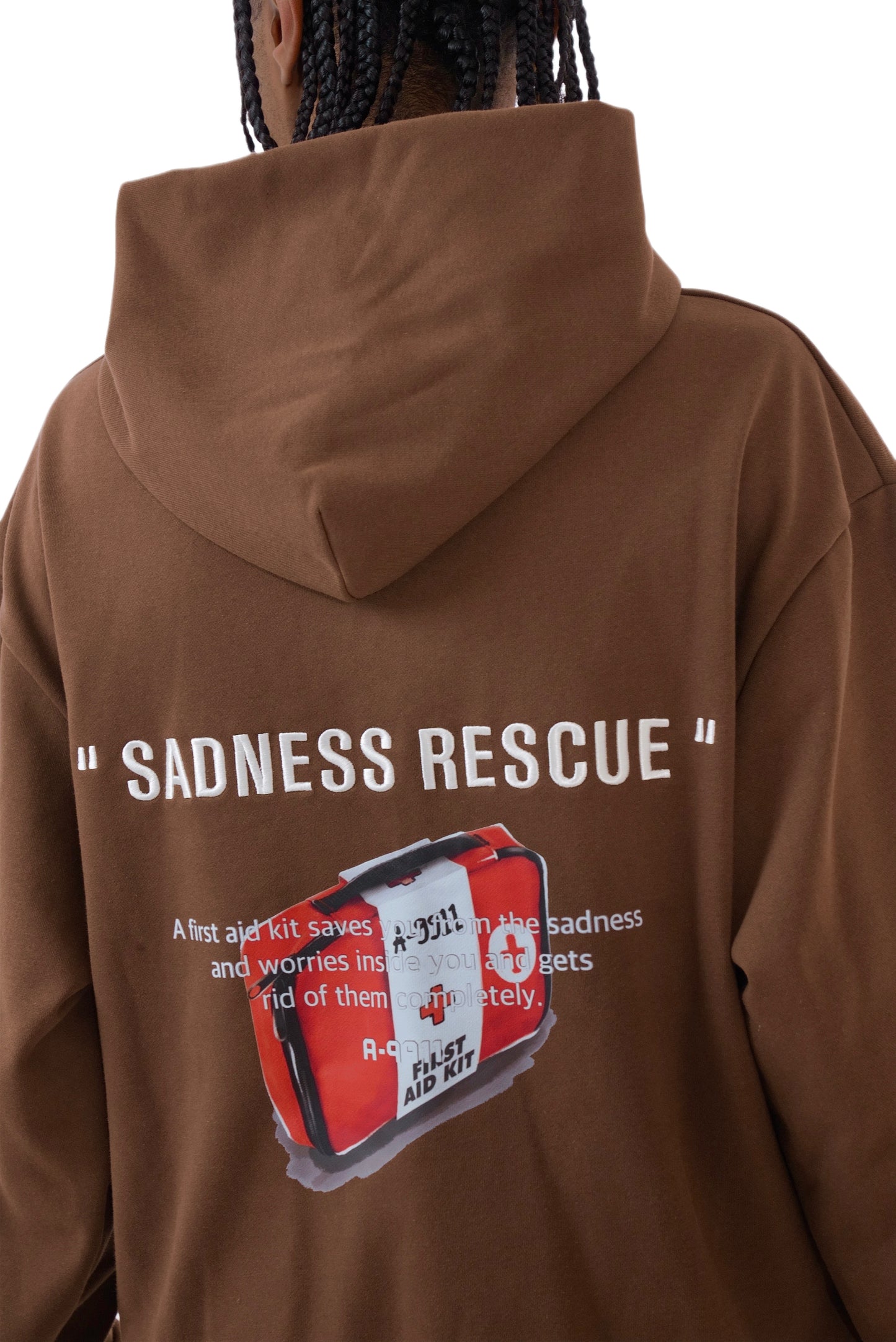 SADNESS RESCUE - BROWN HOODIE