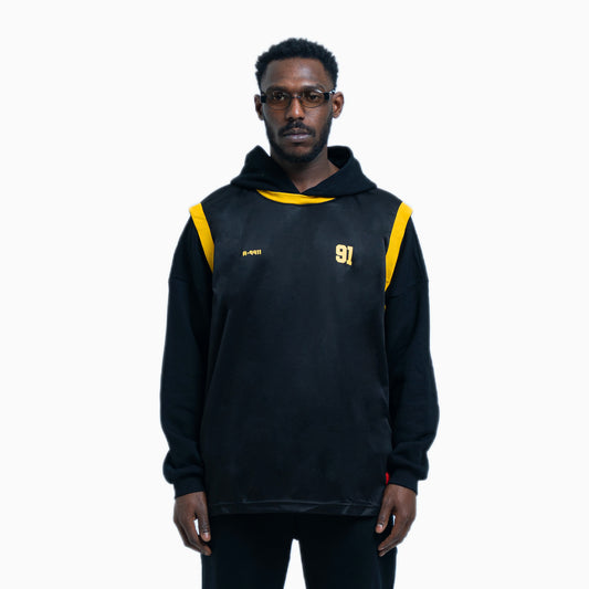 DOUBLE LAYER JERSEY - BLACK HOODIE